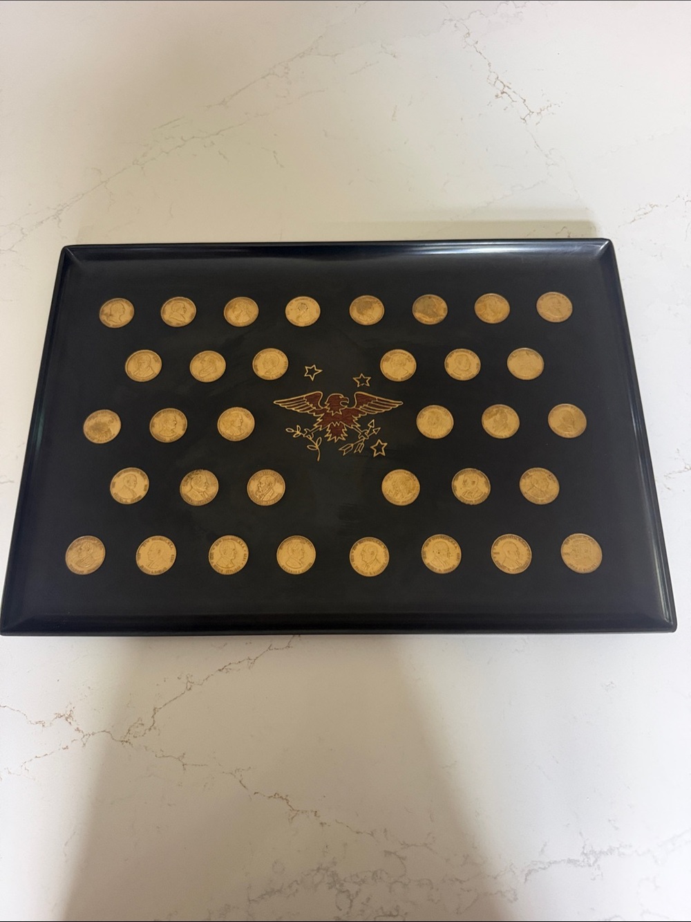 Vintage Couroc of Monterey Presidential Coin Tray